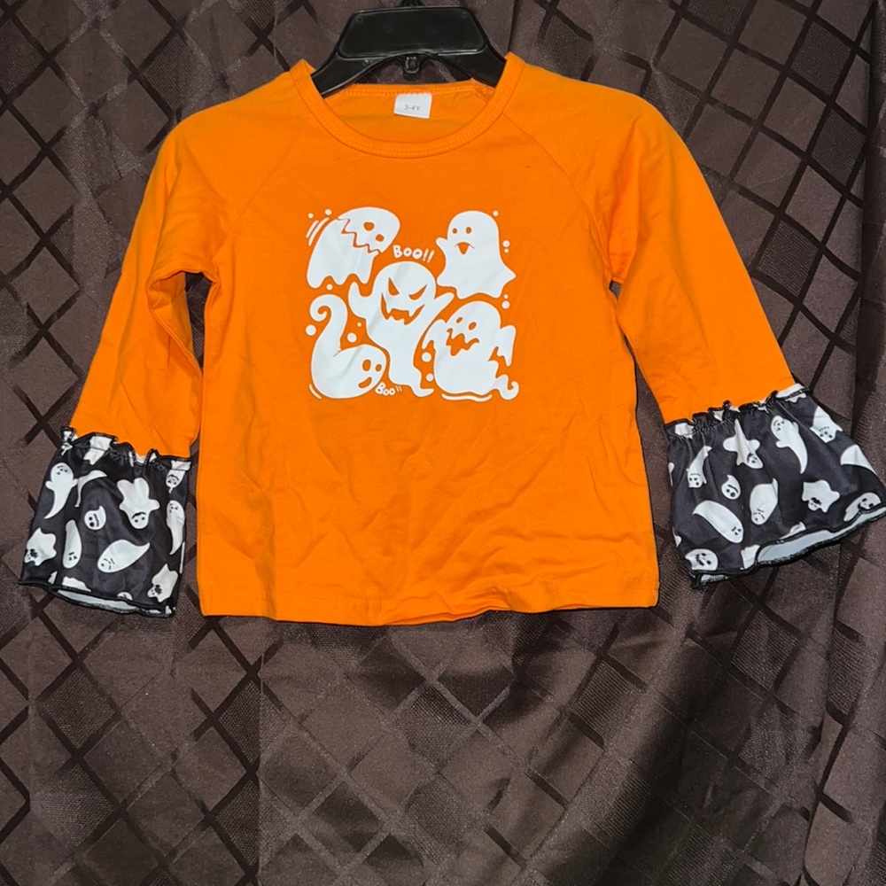 Kid’s Halloween shirt & pumpkin headband set, Size: 3-4T